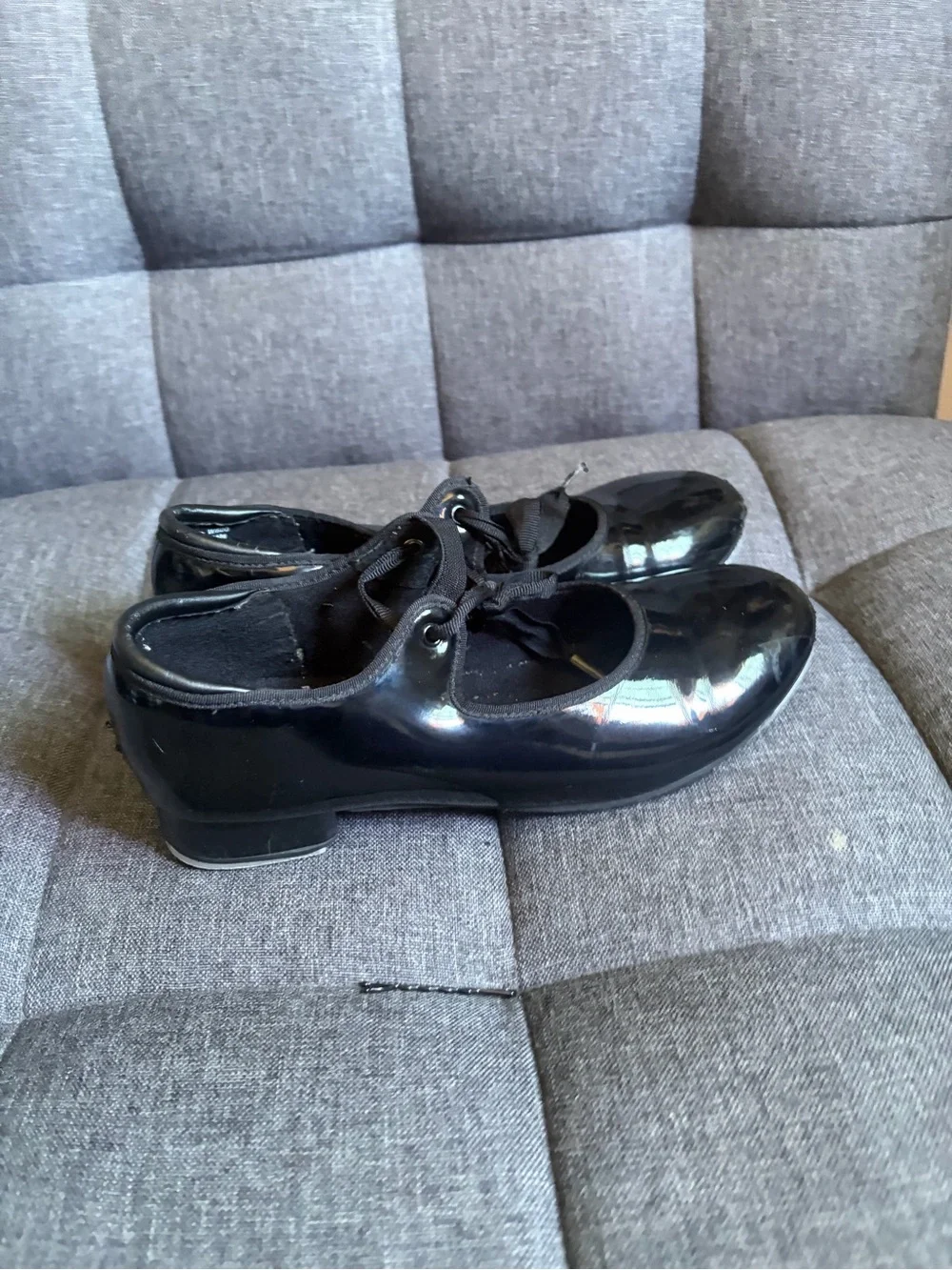 Girls Black Patent Mary Jane Shoes with Tie